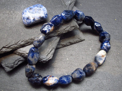 Sodalite Genuine Bracelet ~ 7 Inches ~ 12mm Facetted Beads