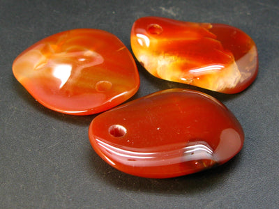 Lot of Tree Natural Carnelian Pendant With a Hole From Madagascar