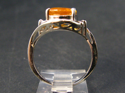 Large Natural Faceted Orangish-Yellow 6.15 Carat Sapphire 925 Sterling Silver Ring - Size 8