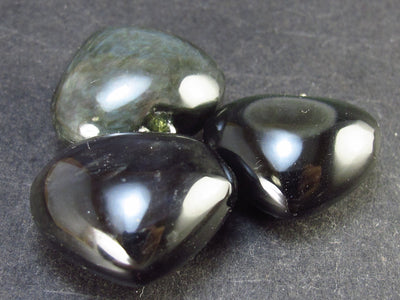 Lot of 3 Heart Shape Glassy Black Obsidian Pendant| from Mexico