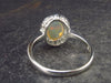 Flashes of Lightning!! Natural Cabochon Opal 925 Sterling Silver Ring with CZ from Ethiopia - Size 6 - 2.05 Grams