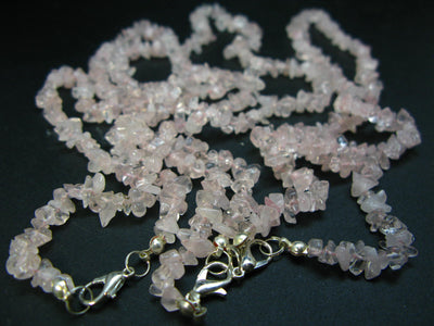 Symbol of Love and Beauty!! Set of Three Natural Rose Quartz Crystal Free Form Bead Necklace from Brazil - 17'' Each