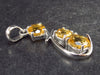 Three Genuine Faceted Golden Yellow Citrine Crystals 925 Silver Pendant From Brazil - 1.4" - 4.13 Grams