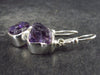 Natural Raw Gemmy Amethyst Crystal Sterling Silver Dangle Shepherd Hook Earrings From Mozambique - 0.9" - 2.6 Grams