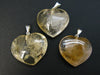 Merchant Stone!! Lot of 3 Natural Unheated Yellow Citrine Heart Shape Pendants from Brazil