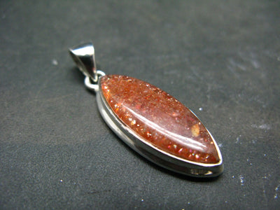 Shiny Sunstone 925 Silver Pendant From Tanzania - 1.6" - 5.7 Grams