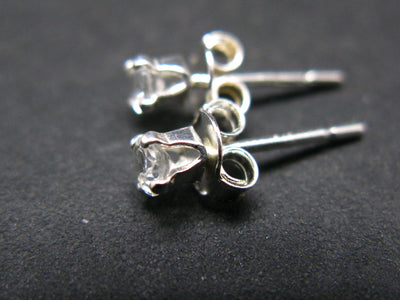 Cute Tiny Gem Round Faceted 2mm White Topaz Studs Stud Earrings In Sterling Silver from Brazil