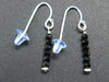 Simplicity at its Best! Rare Sparkly Faceted Black Tourmaline Tiny Beads Silver Dangle Shepherd Hook Earrings