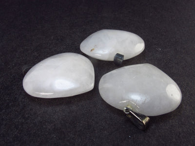 Set of 3 Quartz Heart Shaped Pendants From Brazil