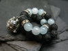 Aquamarine & Lava Genuine Bracelet ~ 7 Inches ~ 8mm Round Beads