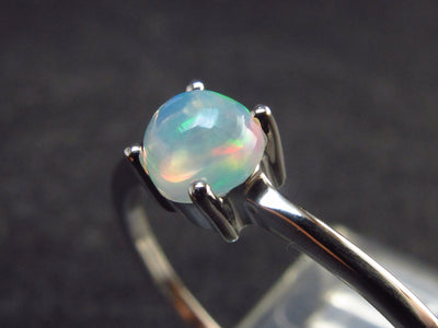 Flashes of Lightning!! Natural Cabochon Opal 925 Sterling Silver Ring from Ethiopia Size - 8 - 0.97 Grams