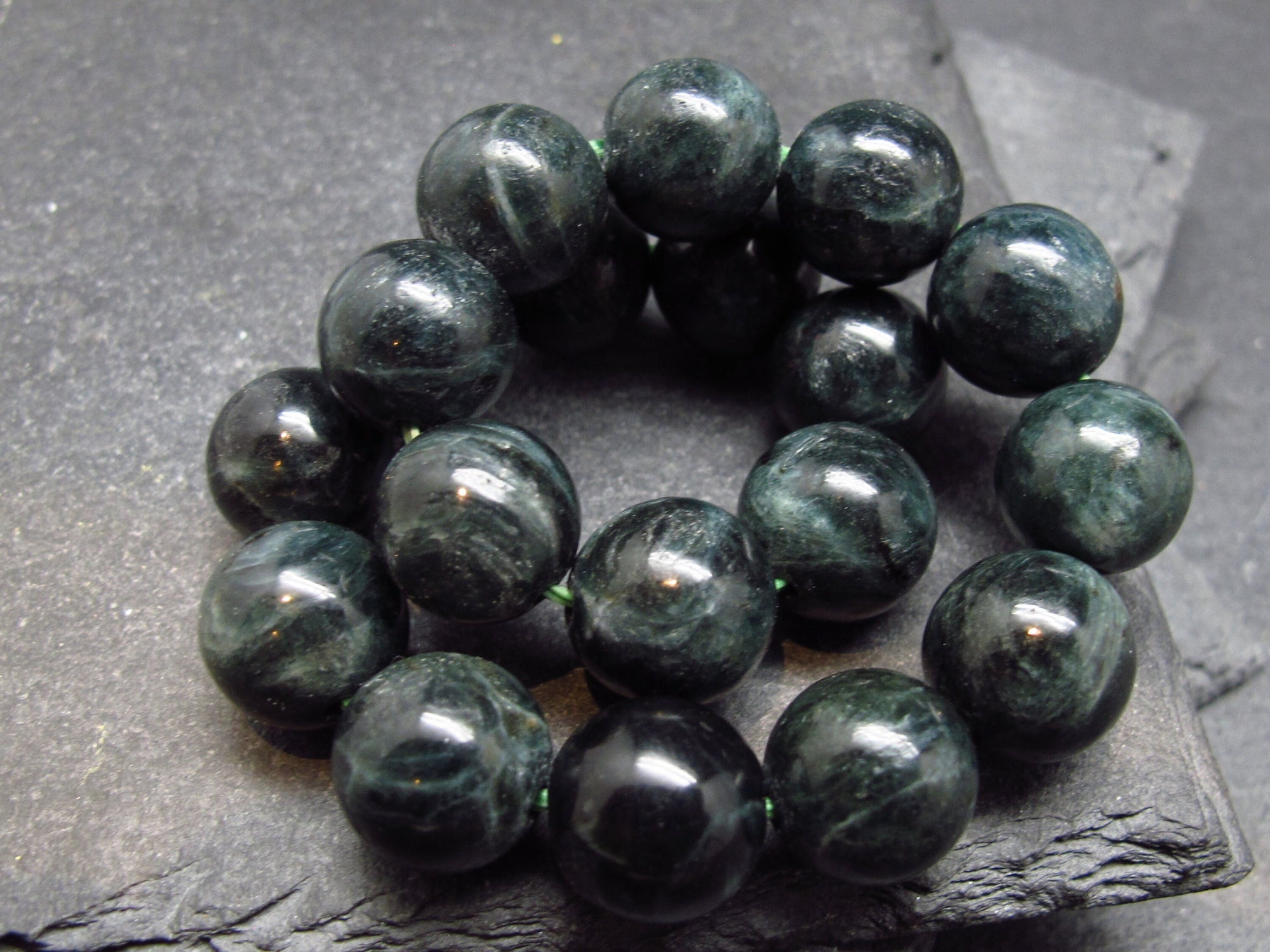 Seraphinite Clinochlore Genuine Bracelet ~ 7 Inches ~ 11.5mm Round