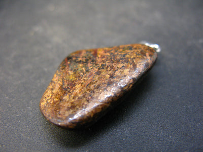 Tumbled Bronzite (Enstatite) Silver Pendant From US - 1.3" - 5.7 Grams