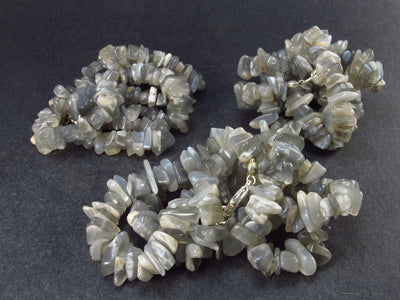 Lot of 3 Gray Moonstone Necklaces From India - 18"