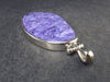 Lilac Stone!!! Stunning Silky Charoite Sterling Silver Pendant From Russia - 2.4" - 16.8 Grams