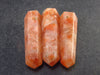 Lot of 3 Natural Sunstone Pencil Point Pendants from India