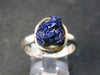 Deep Blue Evening Sky above Desert!! Saturated Royal Blue Rough Azurite Sterling Silver Ring - Size 9