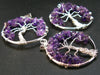 Set of Three Natural Amethyst Tree of Life Healing Necklace Pendant
