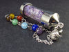 Glass Tube with Amethyst Pendulum and 7 Chakra Beads Chain - 10.6"