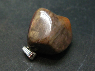 Rare Tumbled Brownish Pink Bustamite Silver Pendant with Attractive Pattern From South Africa - 1.1" - 10.5 Grams