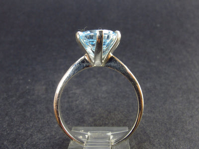 Natural Faceted Round Swiss Blue Topaz Crystal Sterling Silver Ring - 4.09 Grams - Size 10