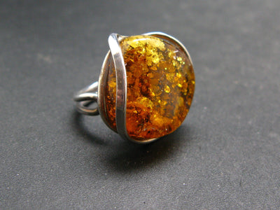 Natural Baltic Amber 925 Silver Ring - Size Adjustable