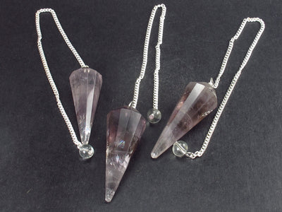 Lot of Three Natural Amethyst Crystal Point Pendulum from Brazil
