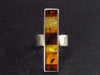 Geometric Modernist Natural Multi Color “Rainbow” Baltic Amber 925 Silver Ring - Size 8