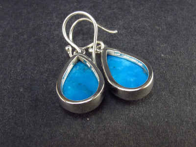 Nice Natural Turquoise Sterling Silver Dangle Earrings from Mexico - 7.5 Grams