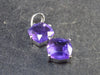 2 Genuine Faceted Cushion Cut Amethyst Crystals Sterling Silver Pendant From Brazil - 1.1"