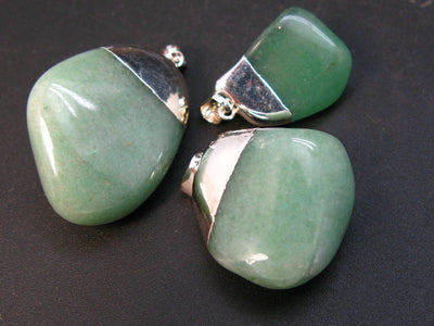 Lot of 3 Natural Green Aventurine Tumbled Pendant stone from India