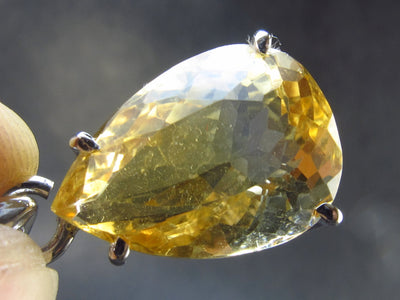 Stone of Success!! Genuine Intense Yellow Citrine Gem Sterling Silver Pendant From Brazil - 1.1" - 4.35 Grams