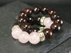 Rose Quartz & Red Garnet Genuine Bracelet ~ 7 Inches ~ 8mm Round Beads
