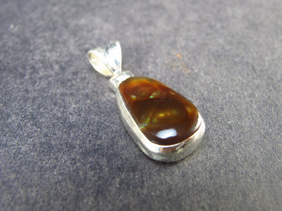 Fire Agate Silver Pendant From Mexico - 1.0" - 2.83 Grams