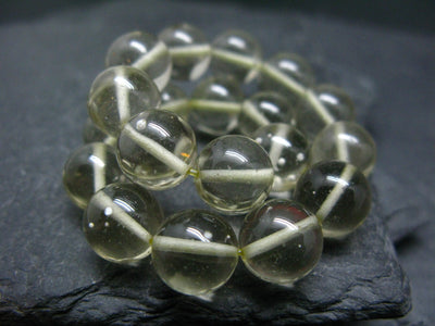 Libyan Tektite Glass Genuine Bracelet ~ 7 Inches ~ 10mm Round Beads