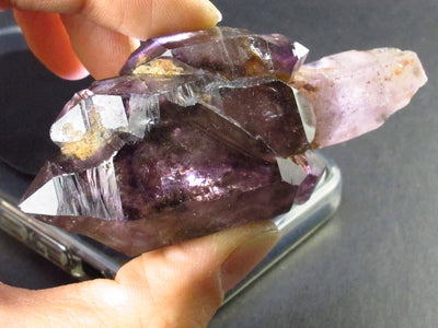 Elestial Amethyst Crystal Sceptered on Thin Stem from Zimbabwe - 75.0 Grams - 3.2"