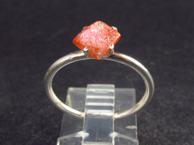 Raw Sunstone 925 Silver Ring From Tanzania - 1.79 Grams - Size 8.25