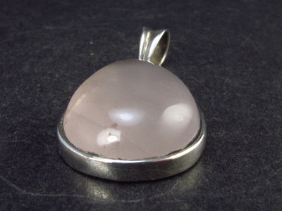 Symbol of Love and Beauty!! Natural Rose Quartz Pendant In 925 Silver From Brazil - 1.3" - 5.3 Grams