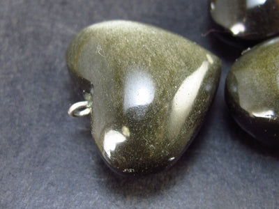 Lot of 3 Heart Shape Silver Sheen Obsidian Pendant| from Mexico