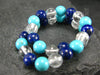 Lapis Lazuli, Quartz & Turquoise Genuine Bracelet ~ 7 Inches ~ 6mm Round Beads