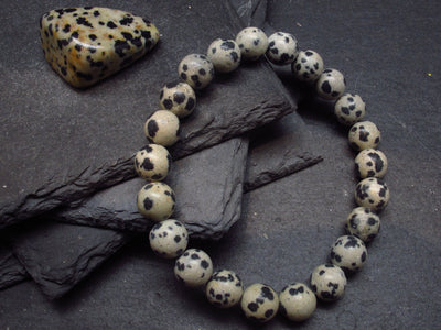 Dalmation Jasper Genuine Bracelet ~ 7 Inches ~ 8mm Round Beads