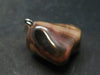Rare Tumbled Brownish Pink Bustamite Silver Pendant with Attractive Pattern From South Africa - 1.1" - 10.5 Grams