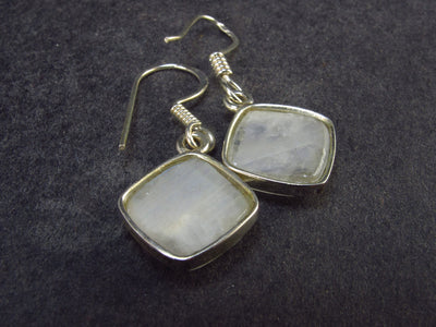 Cabochon Natural Moonstone 925 Sterling Silver Drop Earrings - 1.2" - 3.0 Grams