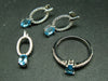 Natural Faceted Sky Blue Topaz 925 Sterling Silver Set Ring Earring Necklace with CZ