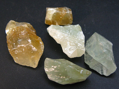 Lot of 5 Natural Green Brownish Rough Calcite from Mexico