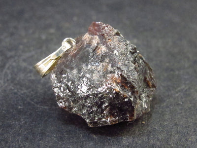 Rare Gem Etched Spessartine Garnet Crystal Pendant in SS From Brazil - 0.9" - 8.0 Grams