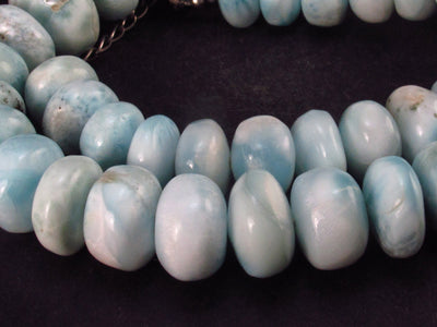 Larimar Necklace Rondelle Beads From Dominican Republic - 18.5" - 115 Grams