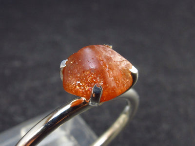 Raw Sunstone 925 Silver Ring From Tanzania - 1.71 Grams - Size 6.25