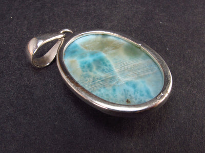 Rare Blue Larimar Pectolite Silver Pendant From Dominican Republic - 1.7" - 11.2 Grams