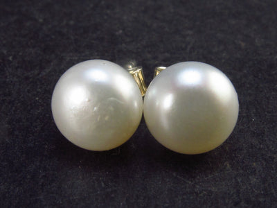 The Most Classic Earring Styles!! Natural 8mm Round Freshwater Cultured Pearls 925 Silver Stud Earrings - 0.7"